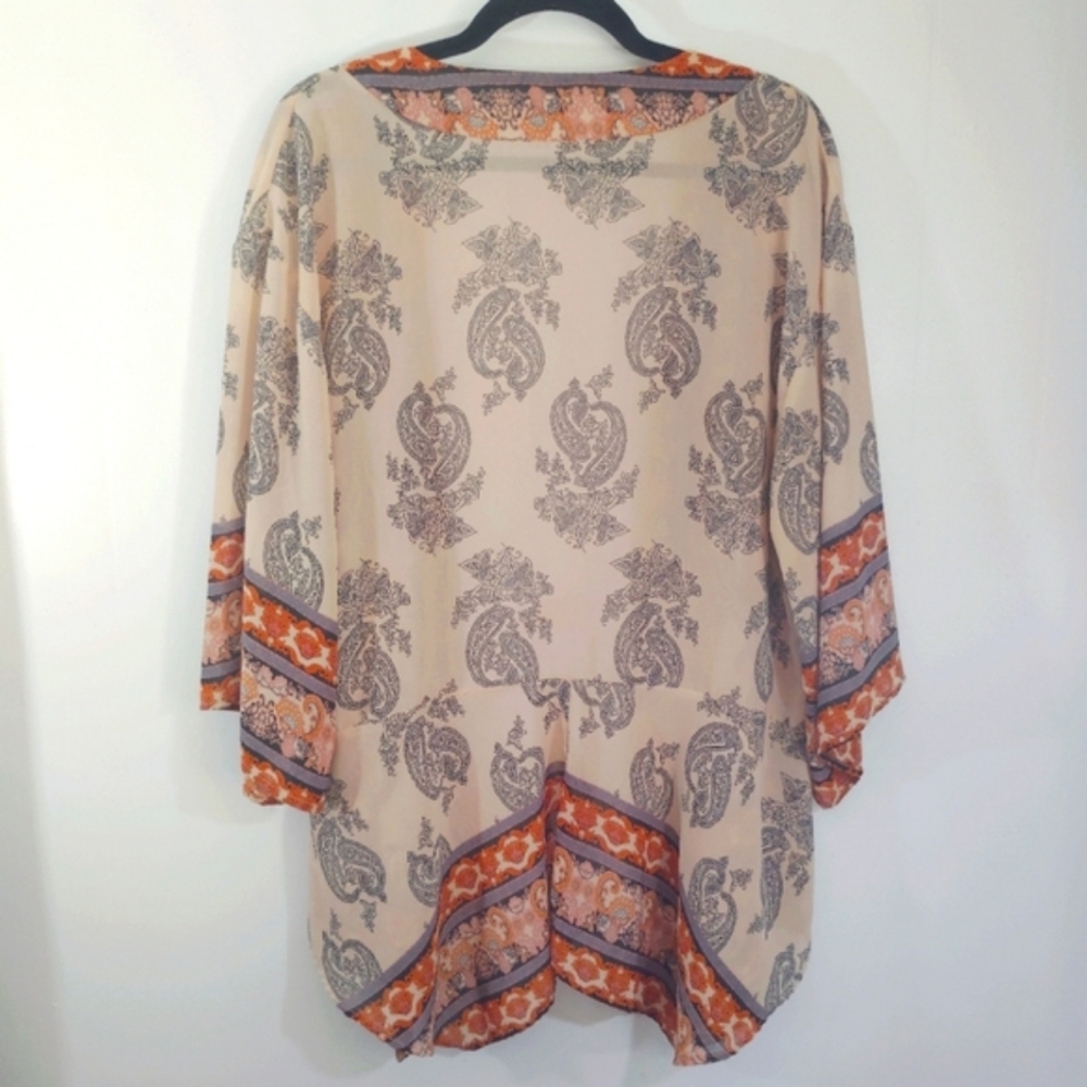 Autumn Beauty M/L Xhilaration Pretty Paisley Kimono Cardigan Coverup Semi-sheer - Picture 8 of 15